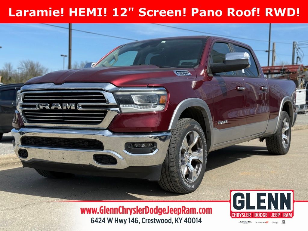 Delmonico Red Pearlcoat 2021 RAM 1500 Laramie Crew Cab RWD Pickup Truck 4X2 8-Speed Automatic