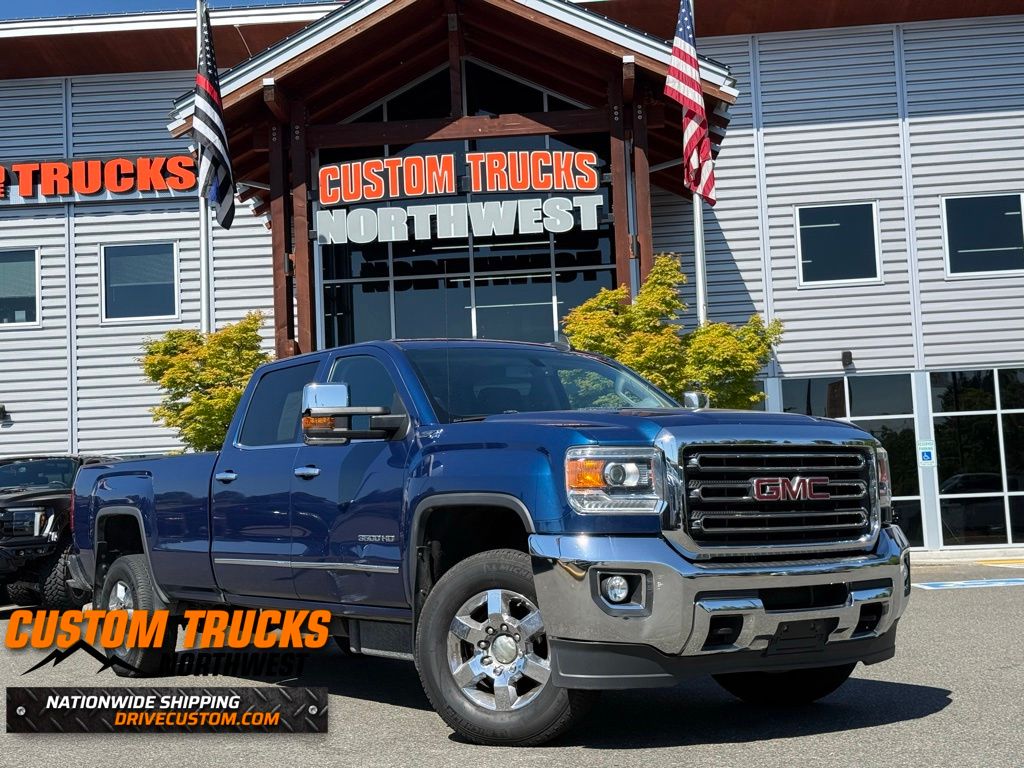 Blue 2016 GMC Sierra 3500HD SLT Crew Cab 4WD Pickup Truck Four-Wheel Drive 6-Speed Automatic