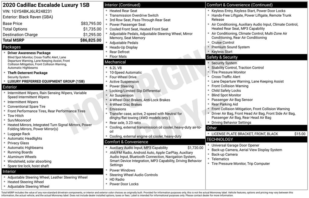 Used Car 2020 Cadillac Escalade  Luxury For Sale Under $40,000 In Austin, Texas