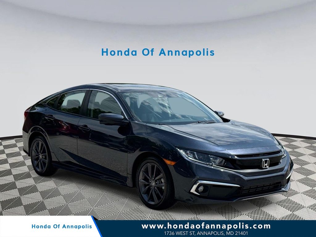 Blue 2020 Honda Civic Sedan Front-Wheel Drive Continuously Variable Transmission