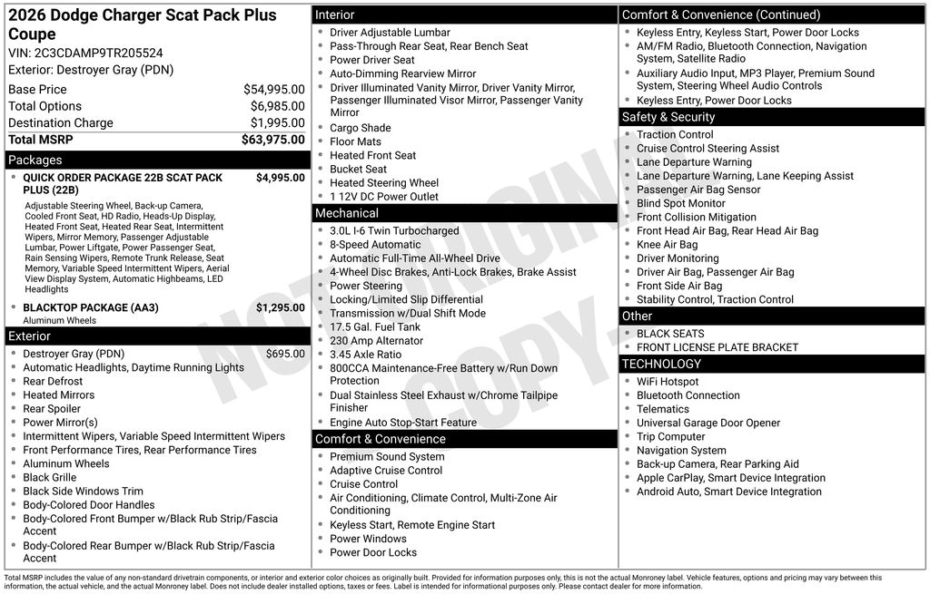 new 2026 Dodge Charger car, priced at $63,427