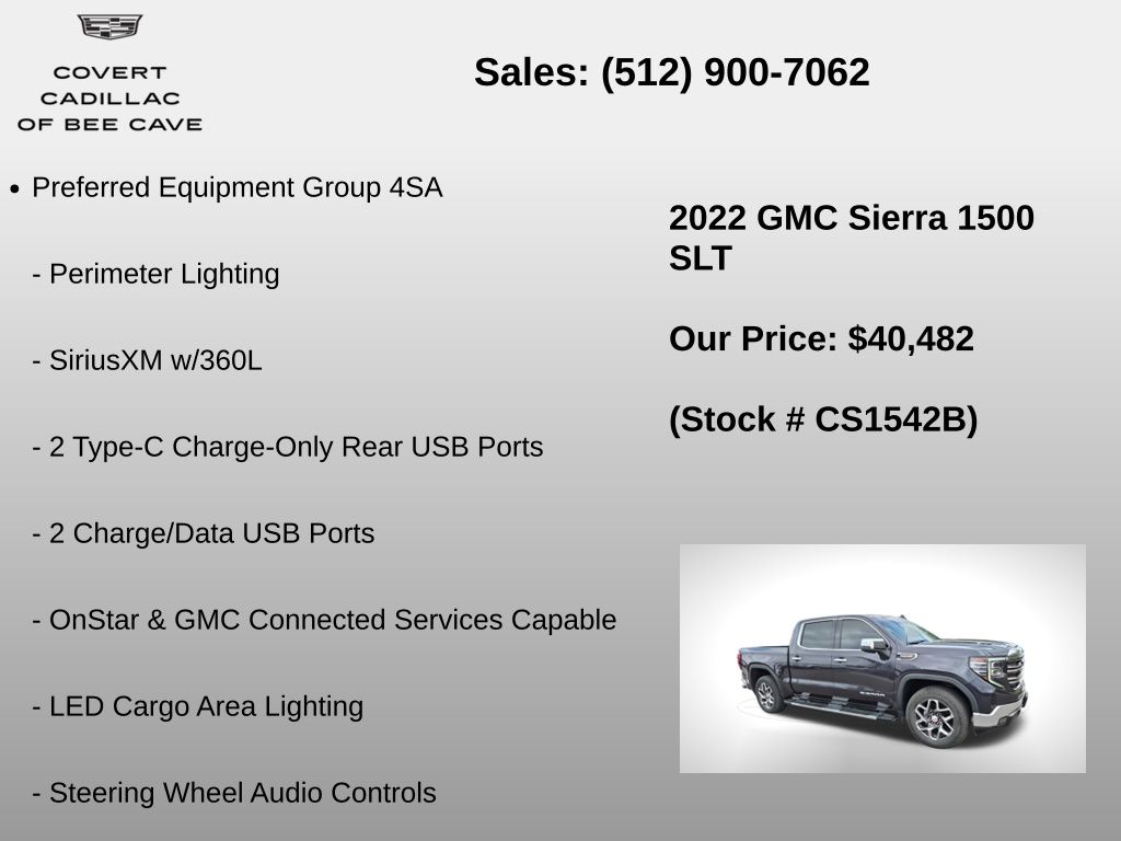 Used Car 2022 Gmc Sierra 1500  Slt For Sale Under $50,000 In Austin, Texas