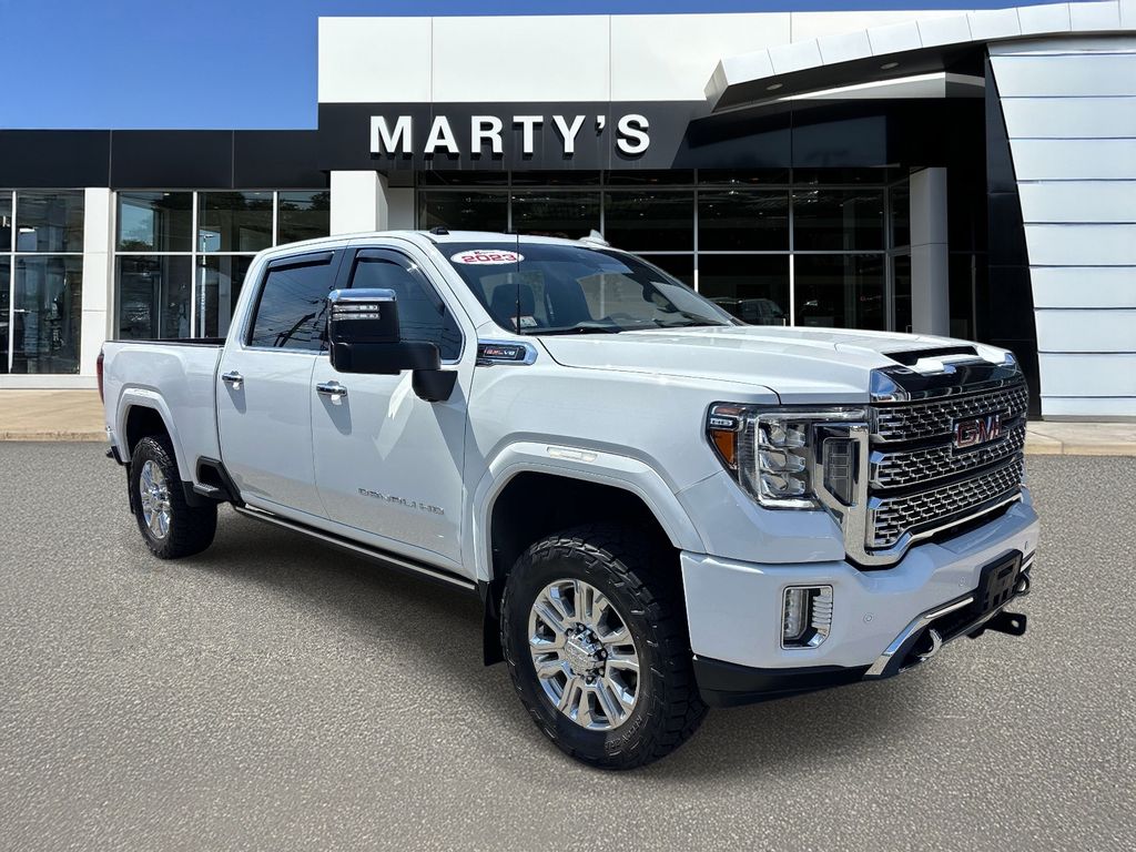 Summit White 2023 GMC Sierra 2500HD Denali Crew Cab 4WD Pickup Truck Four-Wheel Drive 6-Speed Automatic