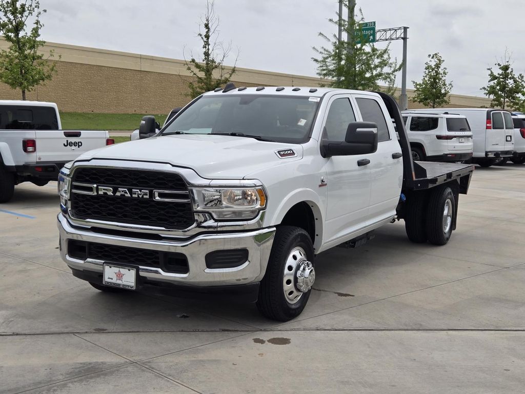 Bright White Clearcoat 2024 RAM 3500 Chassis Tradesman Crew Cab LB DRW 4WD Pickup Truck Four-Wheel Drive 6-Speed Automatic
