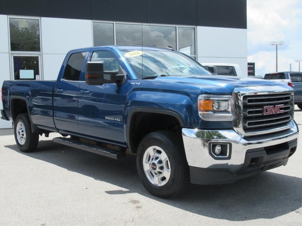 Blue Metallic 2016 GMC Sierra 2500HD SLE Double Cab SB 4WD Pickup Truck Four-Wheel Drive 6-Speed Automatic Overdrive