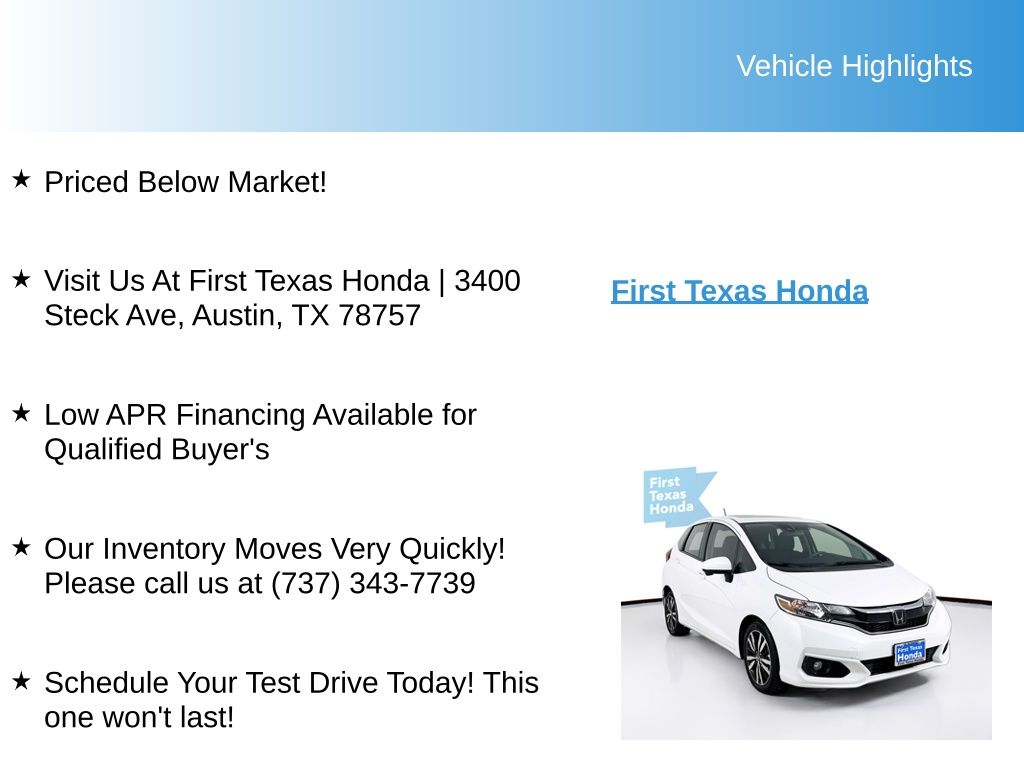 Used Car 2019 Honda Fit  Ex For Sale Under $20,000 In Austin, Texas