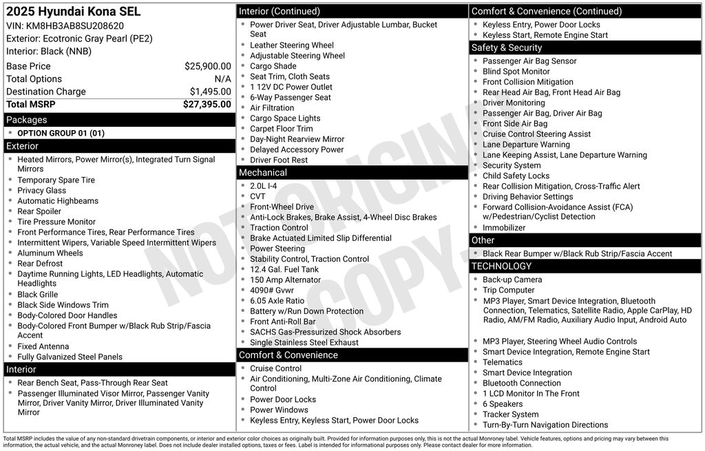 2025 Ecotronic Gry Pl w/Blk Rf Hyundai Kona SEL FWD SUV