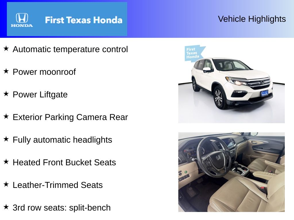 Used Car 2016 Honda Pilot  Ex-l For Sale Under $15,000 In Austin, Texas