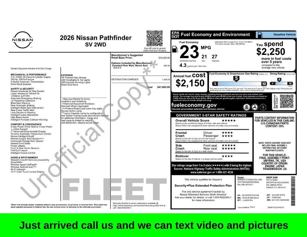 2026 Nissan Pathfinder SV FWD