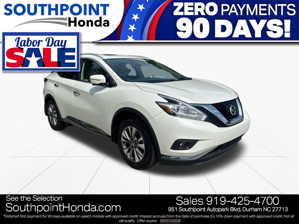 Pearl White 2015 Nissan Murano SUV / Crossover Front-Wheel Drive Continuously Variable Transmission