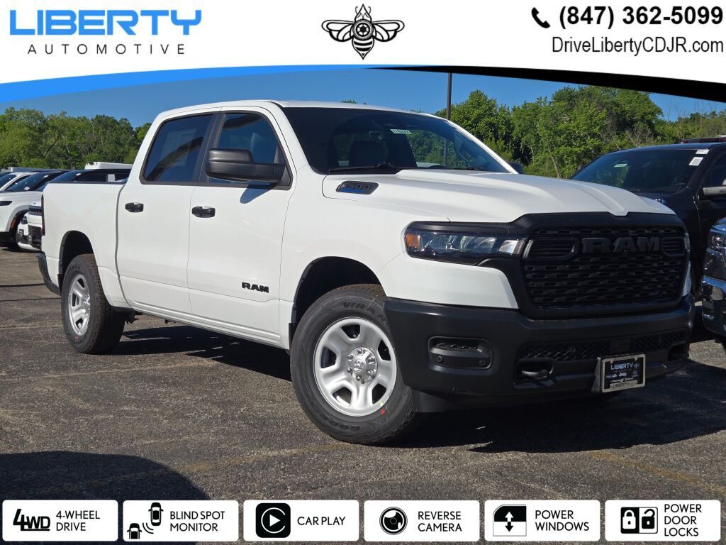 Bright White Clearcoat 2026 RAM 1500 Tradesman Crew Cab 4WD Pickup Truck Four-Wheel Drive 8-Speed Automatic