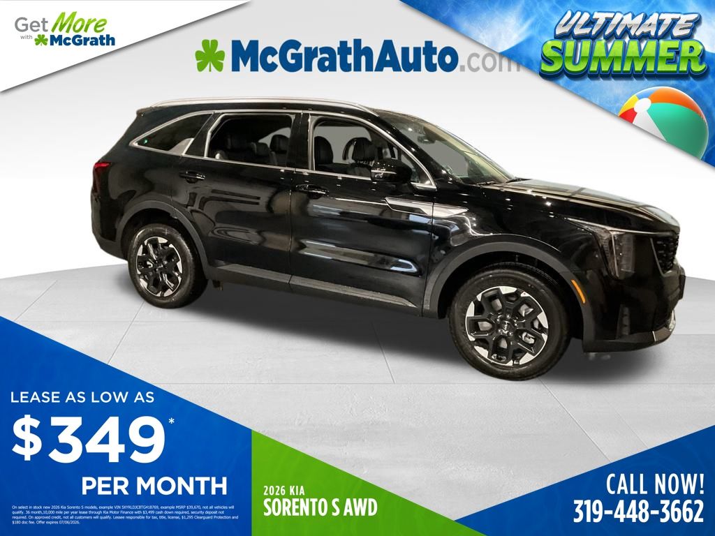Ebony Black 2026 Kia Sorento S AWD SUV / Crossover All-Wheel Drive 8-Speed Automatic