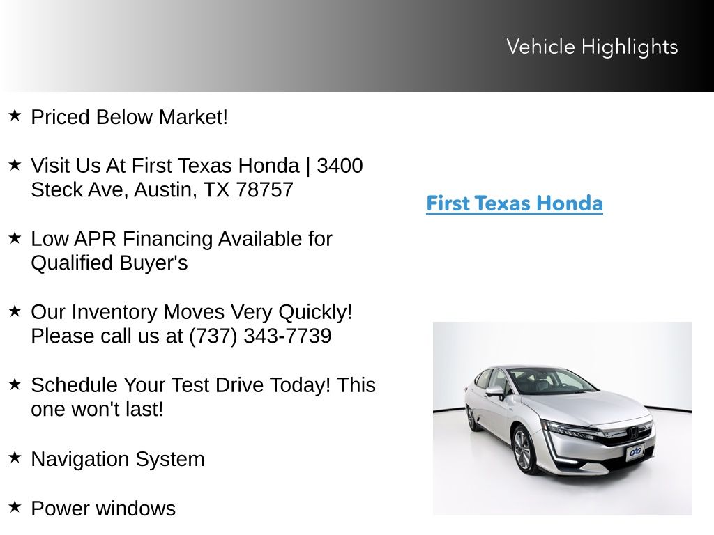 Used Car 2020 Honda Clarity Plug-in Hybrid  Touring For Sale Under $25,000 In Austin, Texas