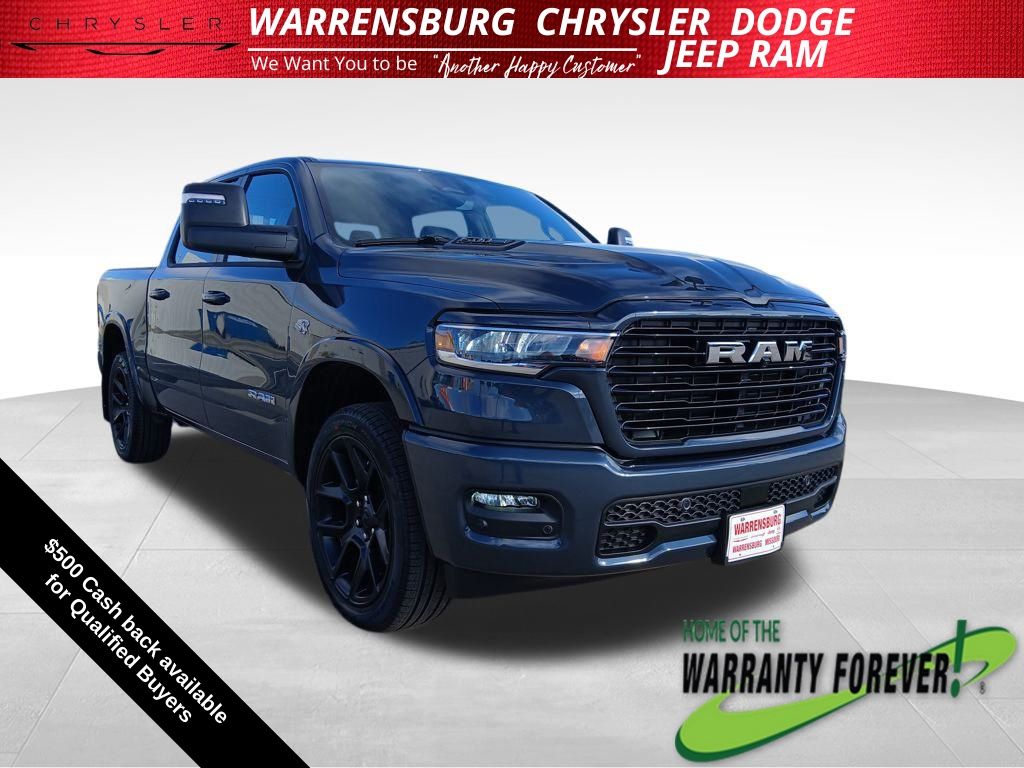 Forged Blue Metallic 2026 RAM 1500 Laramie Crew Cab 4WD Pickup Truck Four-Wheel Drive 8-Speed Automatic