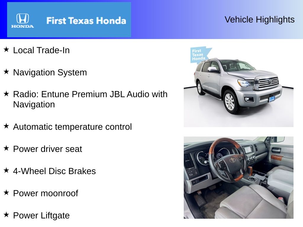 Used Car 2018 Toyota Sequoia  Platinum For Sale Under $35,000 In Austin, Texas