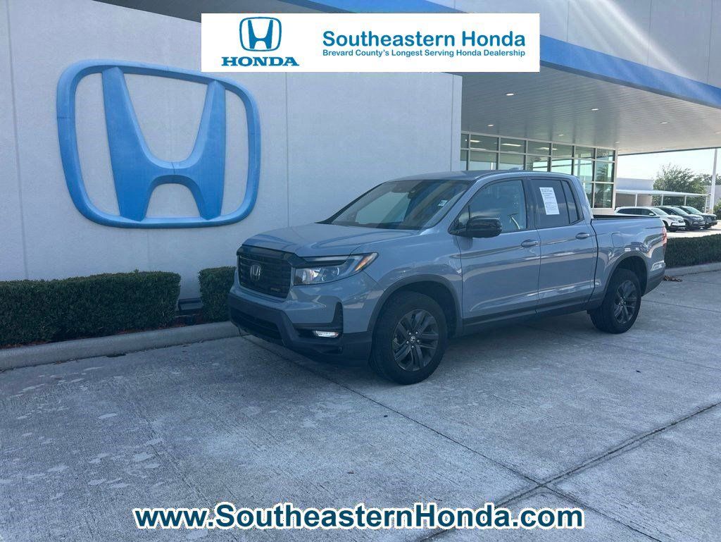Gray 2023 Honda Ridgeline Sport AWD Pickup Truck All-Wheel Drive 9-Speed Automatic