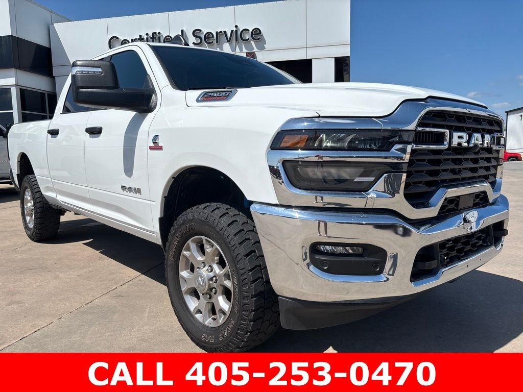 Bright White Clearcoat 2025 RAM 2500 Big Horn Crew Cab 4WD Pickup Truck Four-Wheel Drive 8-Speed Automatic