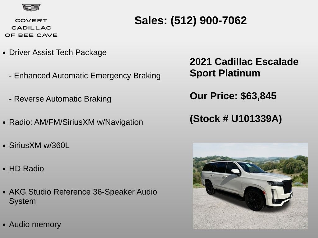 Used Car 2021 Cadillac Escalade  Sport Platinum For Sale Under $70,000 In Austin, Texas