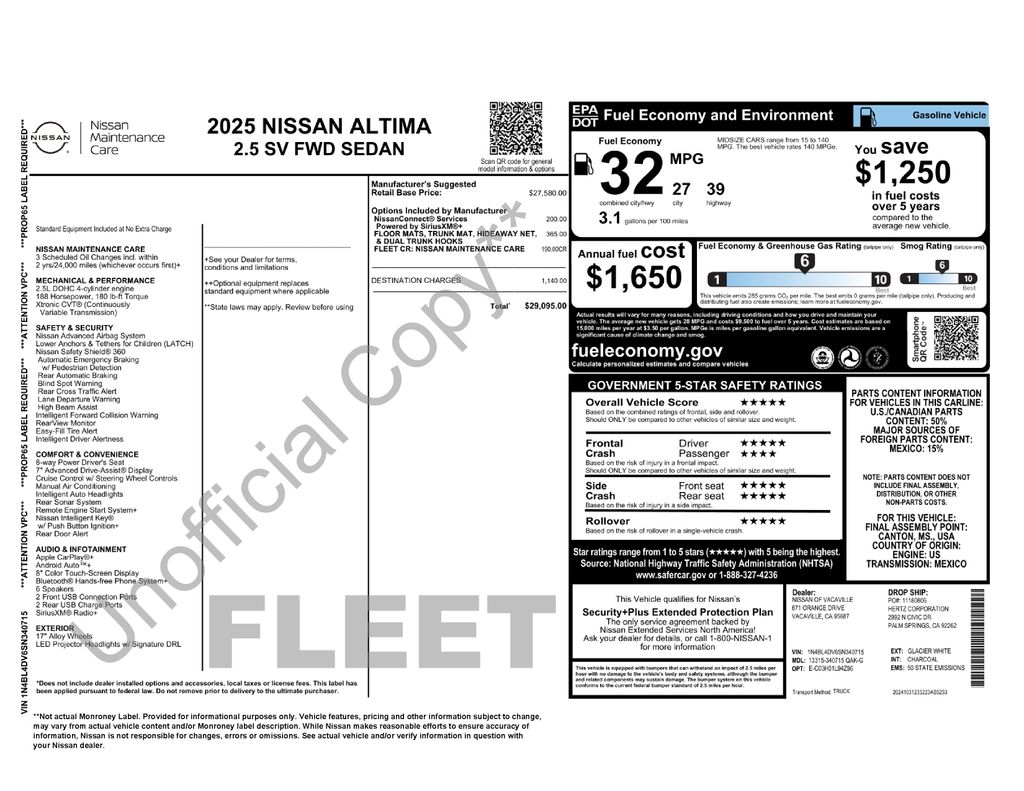 Used Car 2025 Nissan Altima  2.5 Sv For Sale Under $25,000 In Austin, Texas