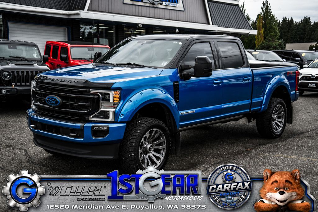 Blue 2020 Ford F-350 Super Duty Pickup Truck Four-Wheel Drive Automatic