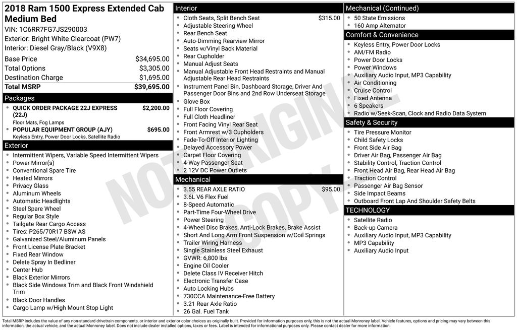 2018 Ram 1500 Express Quad Cab 4x4 6'4" Box