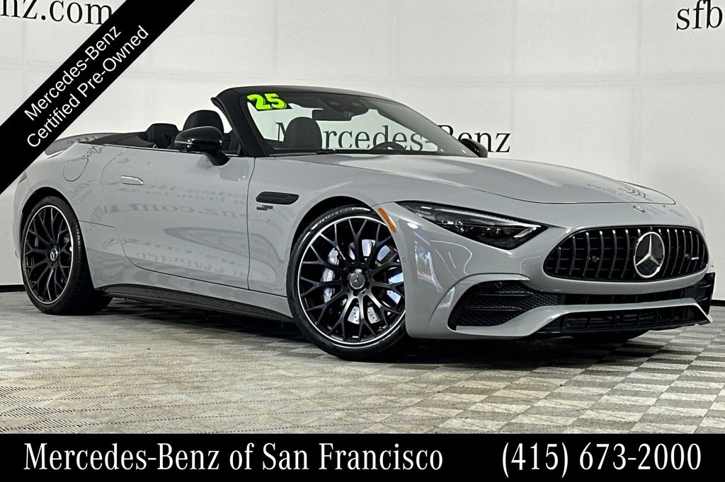 Gray (MANUFAKTUR Alpine Grey) 2025 Mercedes-Benz SL-Class Convertible Rear-Wheel Drive 9-Speed Automatic