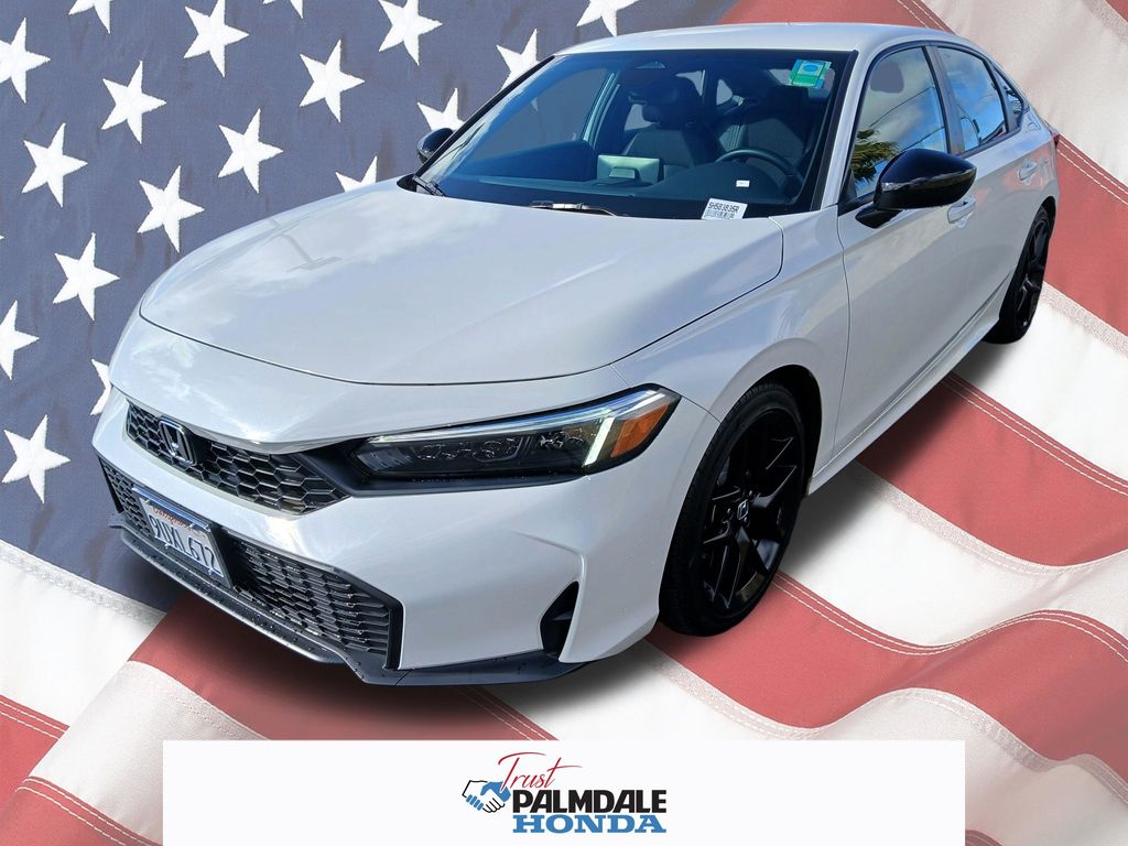 Platinum White Pearl 2025 Honda Civic Sport FWD Sedan Front-Wheel Drive Continuously Variable Transmission