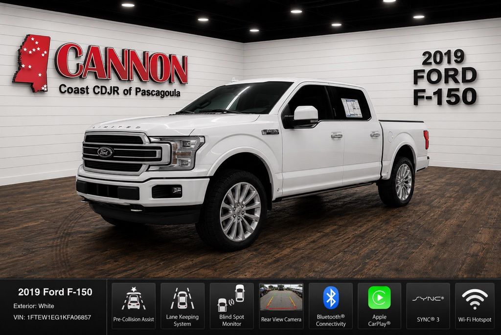 White Platinum Clearcoat Metallic 2019 Ford F-150 Pickup Truck Four-Wheel Drive Automatic