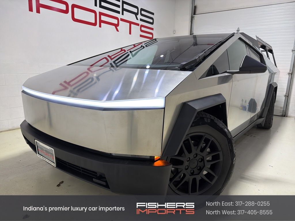 Silver 2024 Tesla Cybertruck Crew Cab AWD Pickup Truck All-Wheel Drive 1-Speed Automatic