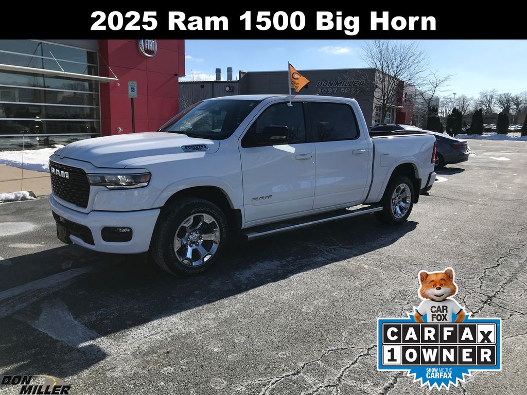 Bright White Clearcoat 2025 RAM 1500 Big Horn Crew Cab 4WD Pickup Truck Four-Wheel Drive 8-Speed Automatic