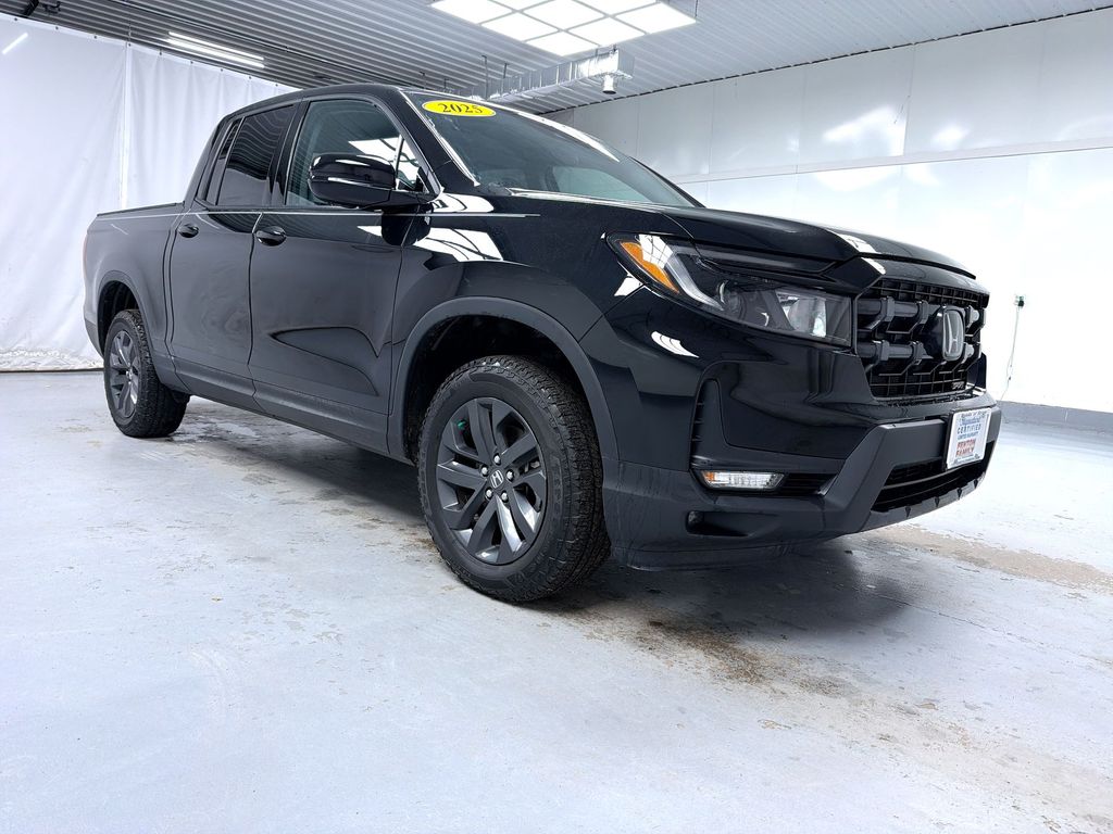 Black 2025 Honda Ridgeline Sport AWD Pickup Truck All-Wheel Drive 9-Speed Automatic