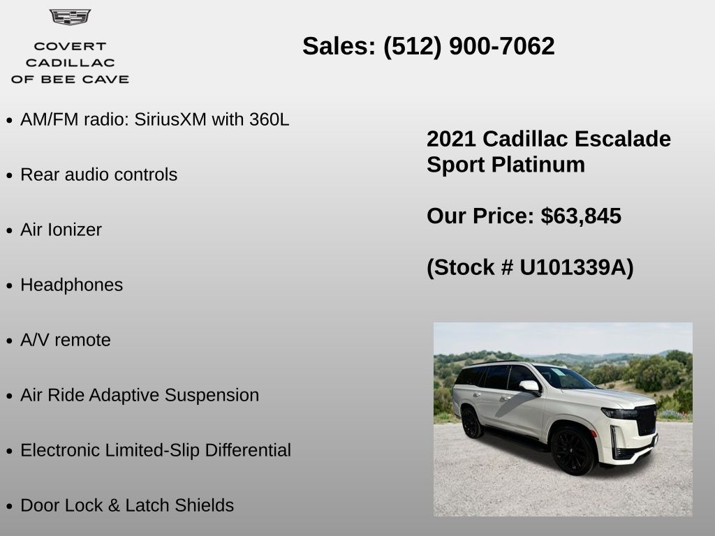 Used Car 2021 Cadillac Escalade  Sport Platinum For Sale Under $70,000 In Austin, Texas
