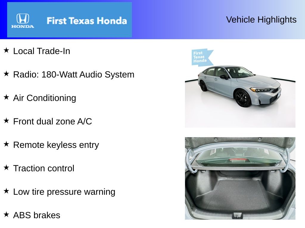 Used Car 2025 Honda Civic Hybrid  Sport For Sale Under $30,000 In Austin, Texas