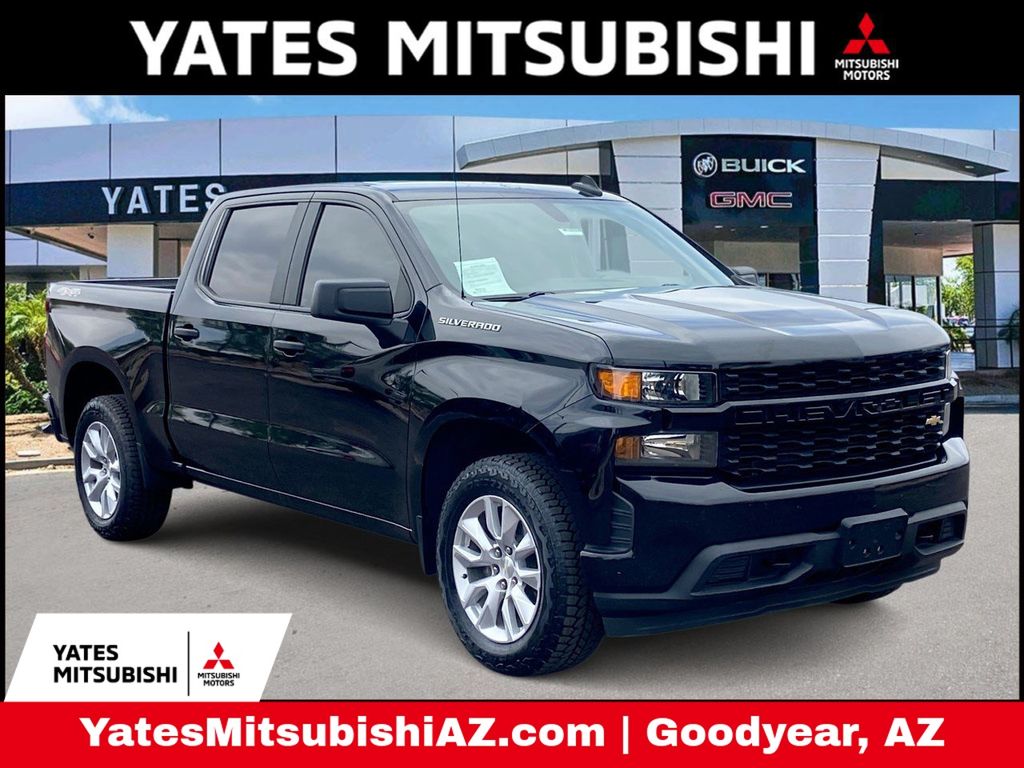 Black 2021 Chevrolet Silverado 1500 Custom Crew Cab 4WD Pickup Truck Four-Wheel Drive 8-Speed Automatic