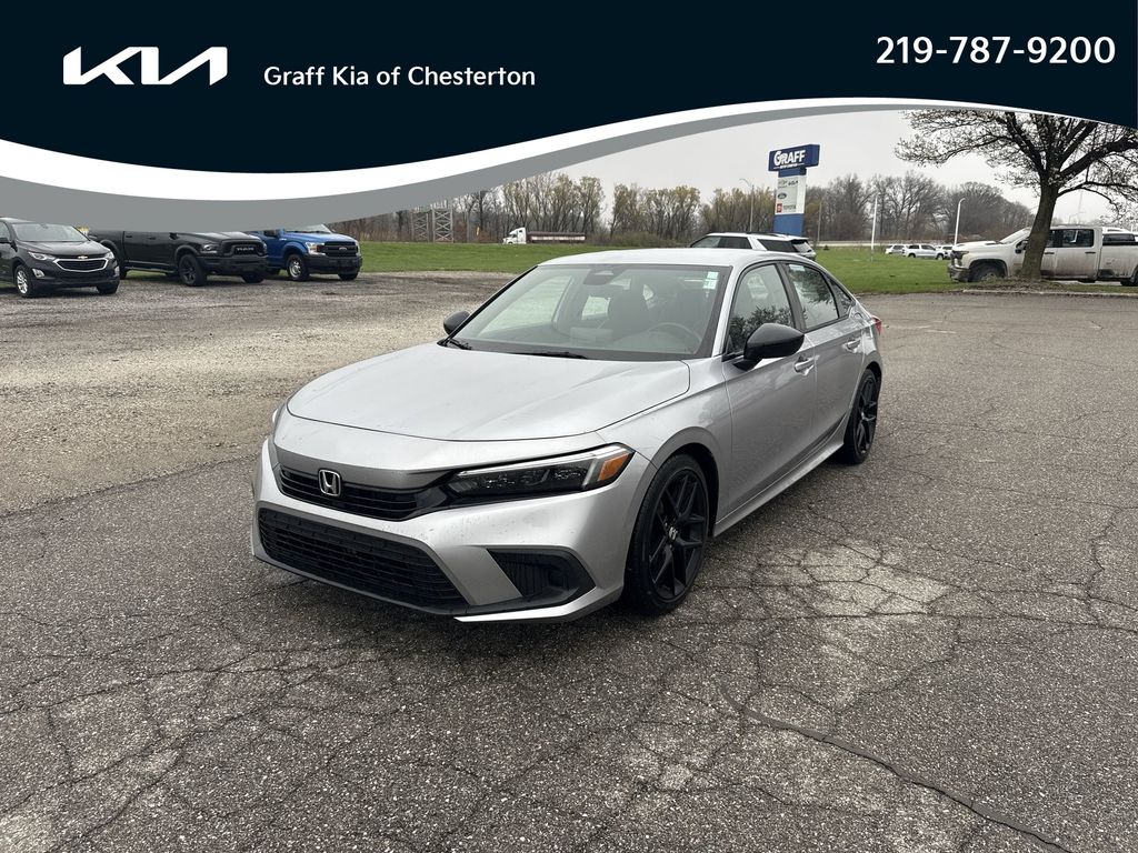 Silver 2024 Honda Civic Sport FWD Sedan Front-Wheel Drive Continuously Variable Transmission