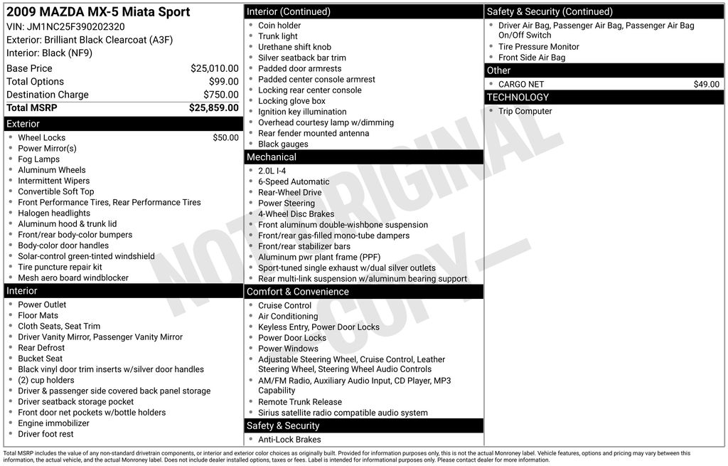 2009 Mazda MX-5 Miata Sport's photo