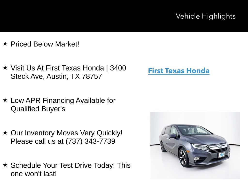 Used Car 2018 Honda Odyssey  Elite For Sale Under $20,000 In Austin, Texas