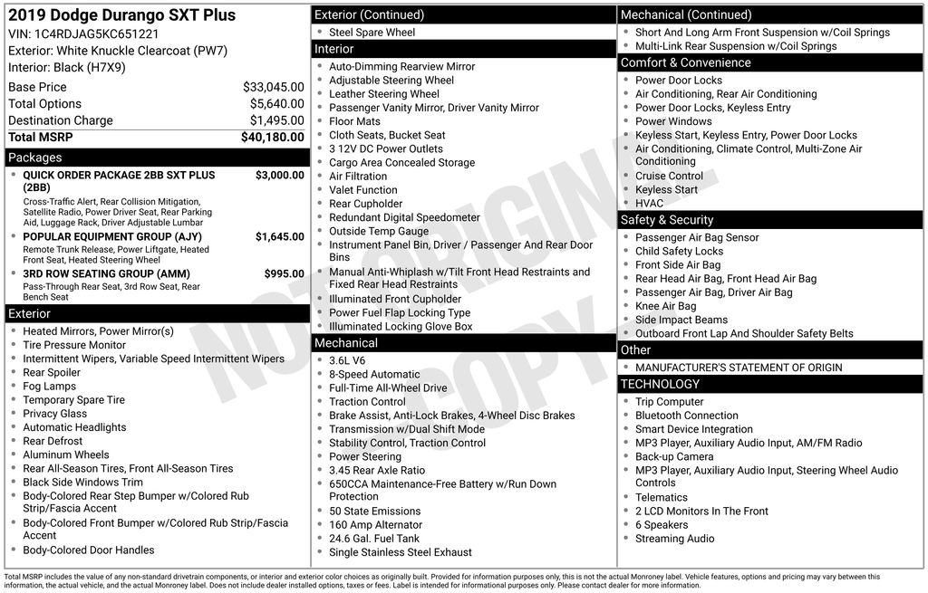 Used 2019 White Dodge SXT Plus image 2