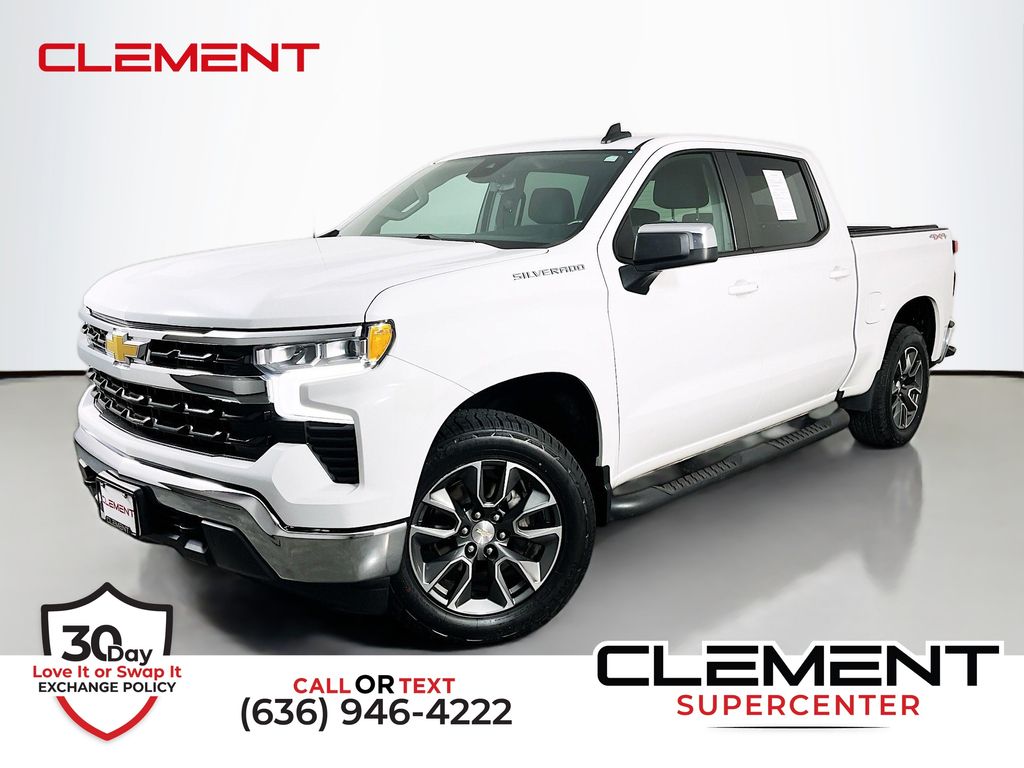 Summit White 2023 Chevrolet Silverado 1500 LT Crew Cab 4WD Pickup Truck Four-Wheel Drive 8-Speed Automatic