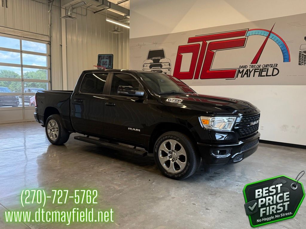 Diamond Black Crystal Pearlcoat 2023 RAM 1500 Big Horn Crew Cab 4WD Pickup Truck Four-Wheel Drive 8-Speed Automatic
