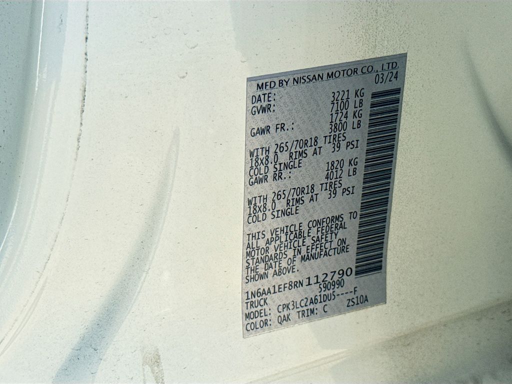 2024 Nissan Titan SV White at Bayshore Chrysler Jeep Dodge Ram