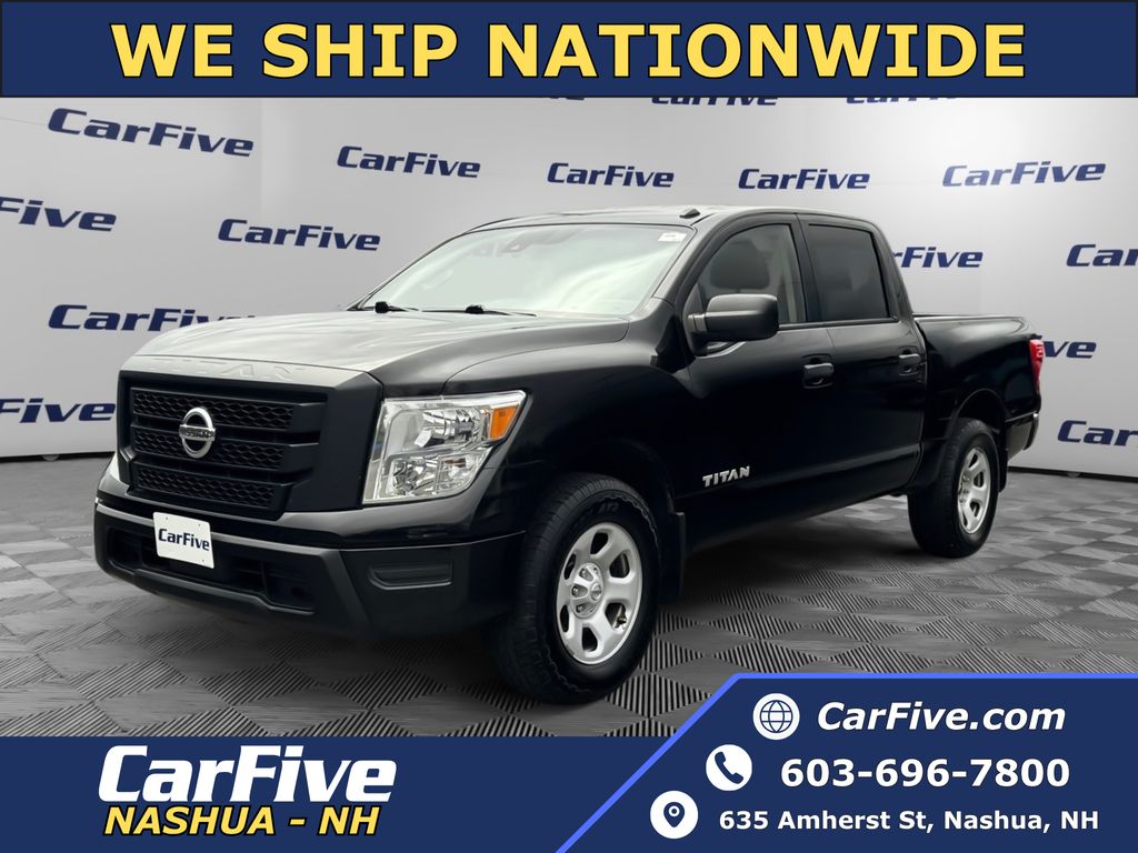 Super Black 2021 Nissan Titan S Crew Cab 4WD Pickup Truck Four-Wheel Drive 9-Speed Automatic