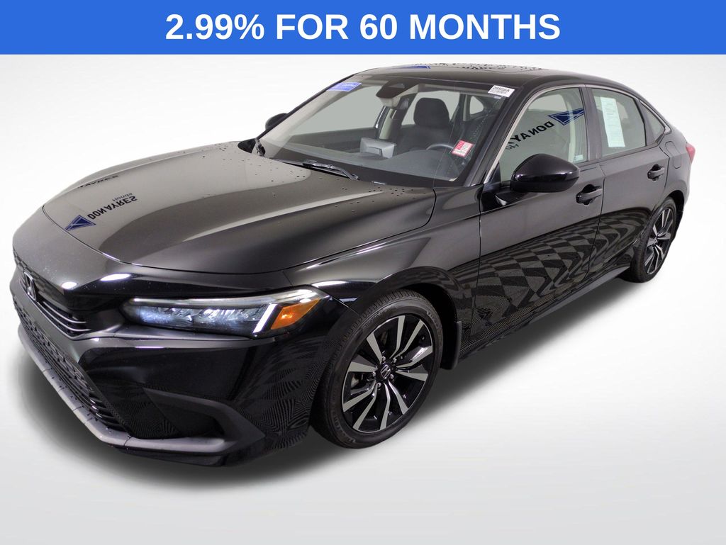 Crystal Black Pearl 2024 Honda Civic EX FWD Sedan Front-Wheel Drive Continuously Variable Transmission