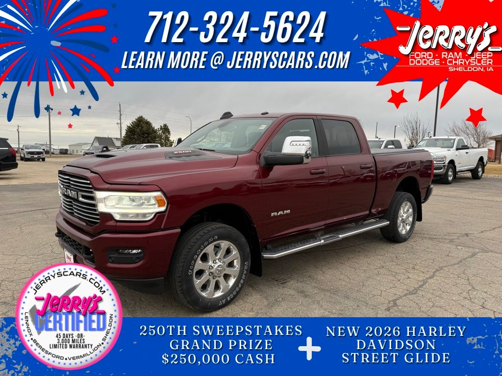 Delmonico Red Pearlcoat 2023 RAM 2500 Laramie Crew Cab 4WD Pickup Truck Four-Wheel Drive 8-Speed Automatic