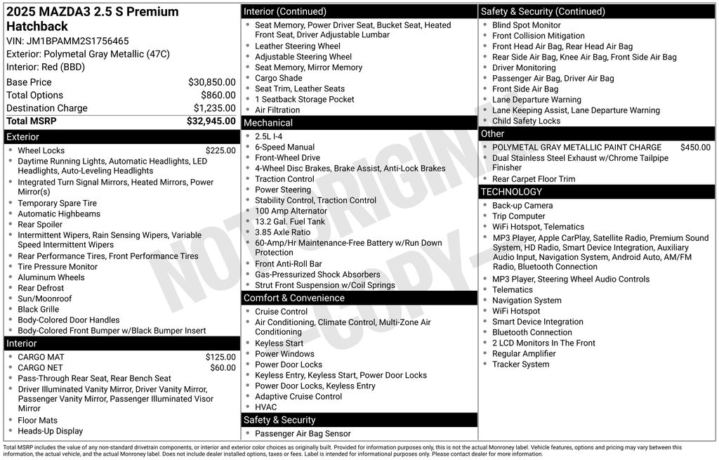 2025 Mazda MAZDA3 2.5 S Premium Package