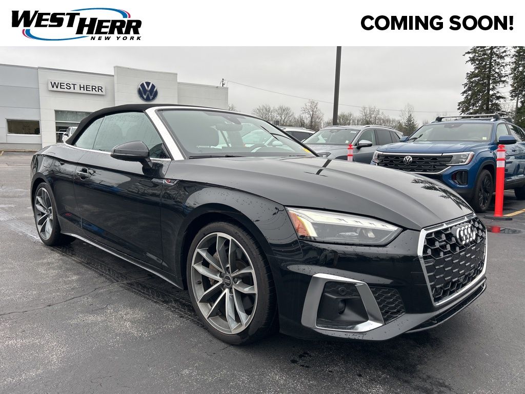 Mythos Black Metallic/Black Roof 2024 Audi A5 quattro Premium Plus 45 TFSI Convertible AWD Convertible All-Wheel Drive 7-Speed Automatic