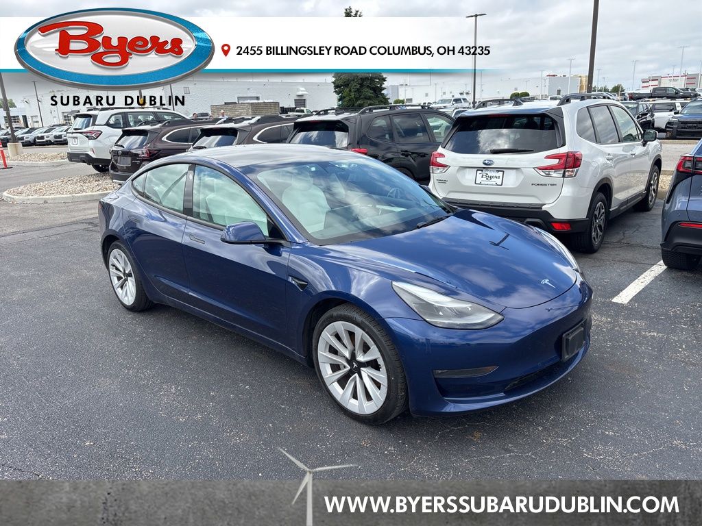 Blue 2022 Tesla Model 3 Long Range AWD Sedan All-Wheel Drive 1-Speed Automatic