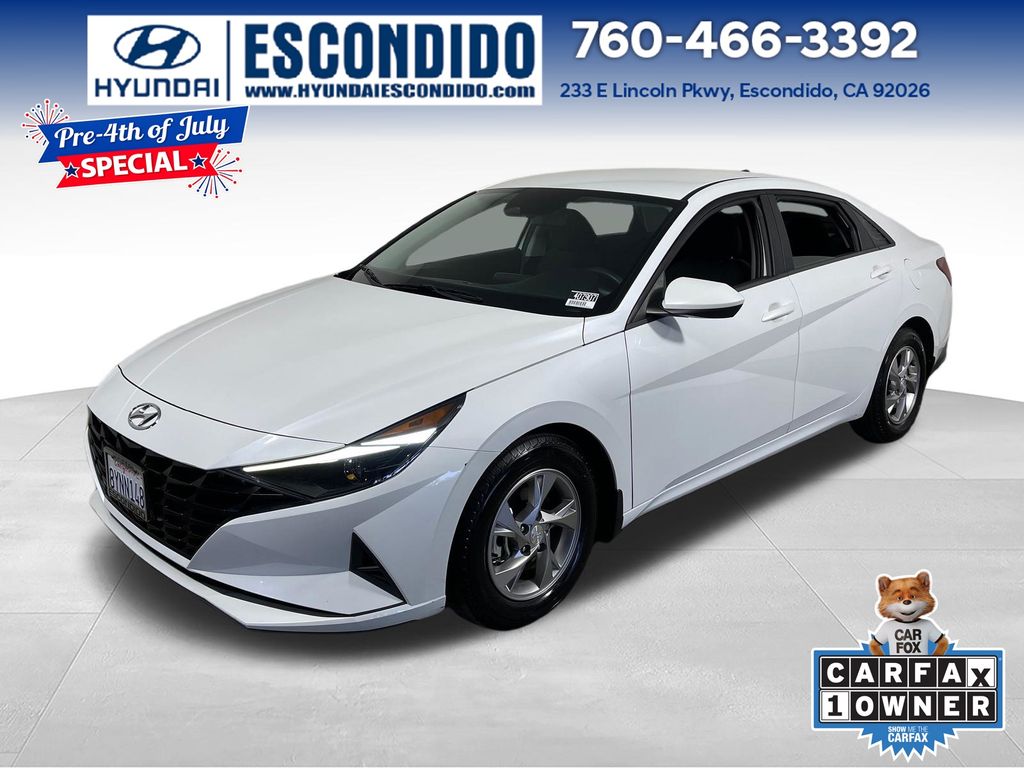 Quartz White 2021 Hyundai Elantra Sedan Front-Wheel Drive Continuously Variable Transmission