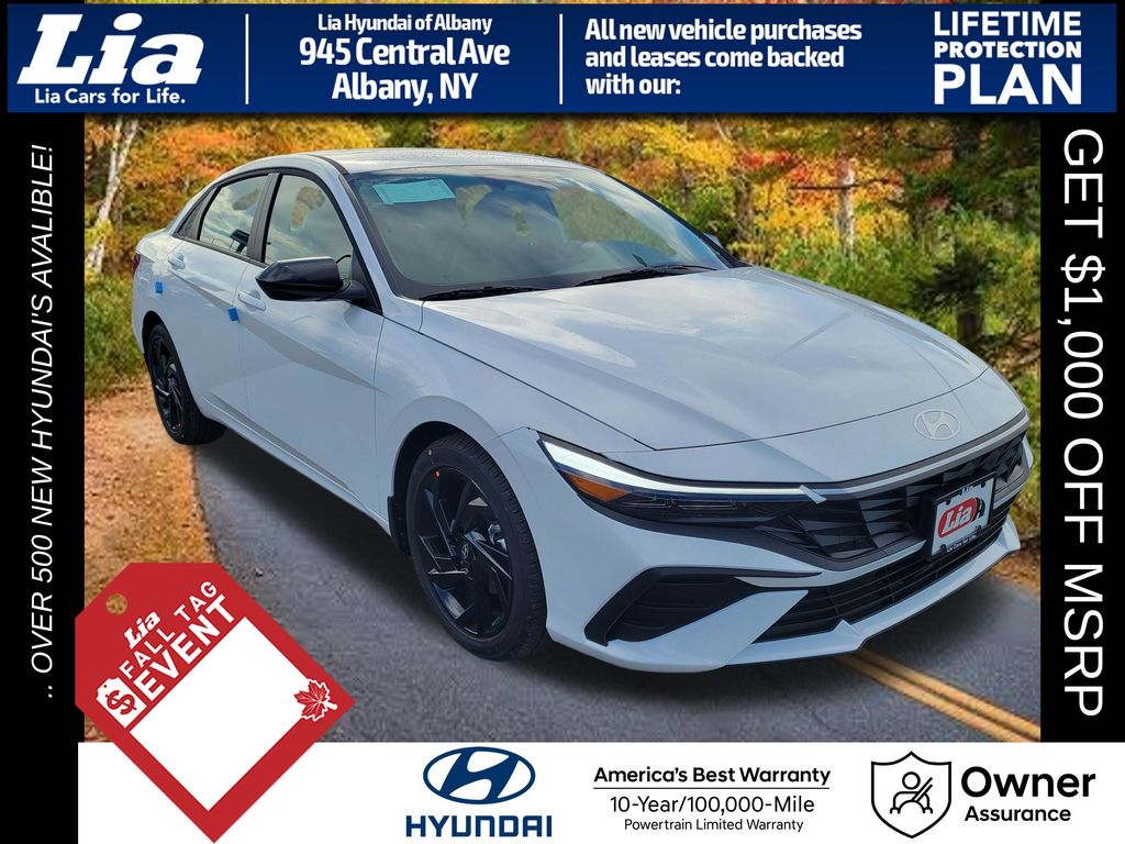 Serenity White 2026 Hyundai Elantra Sedan Front-Wheel Drive Continuously Variable Transmission