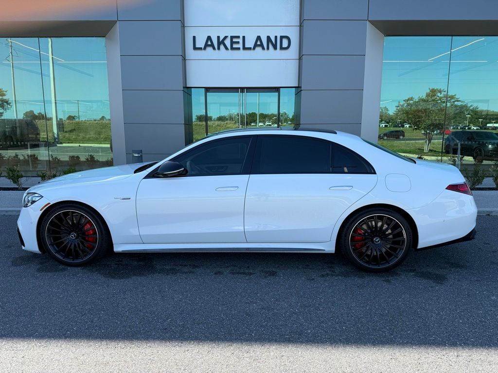 MANUFAKTUR Moonlight White Metallic 2025 Mercedes-Benz S-Class AMG S 63 E Performance 4MATIC Sedan All-Wheel Drive 9-Speed Automatic